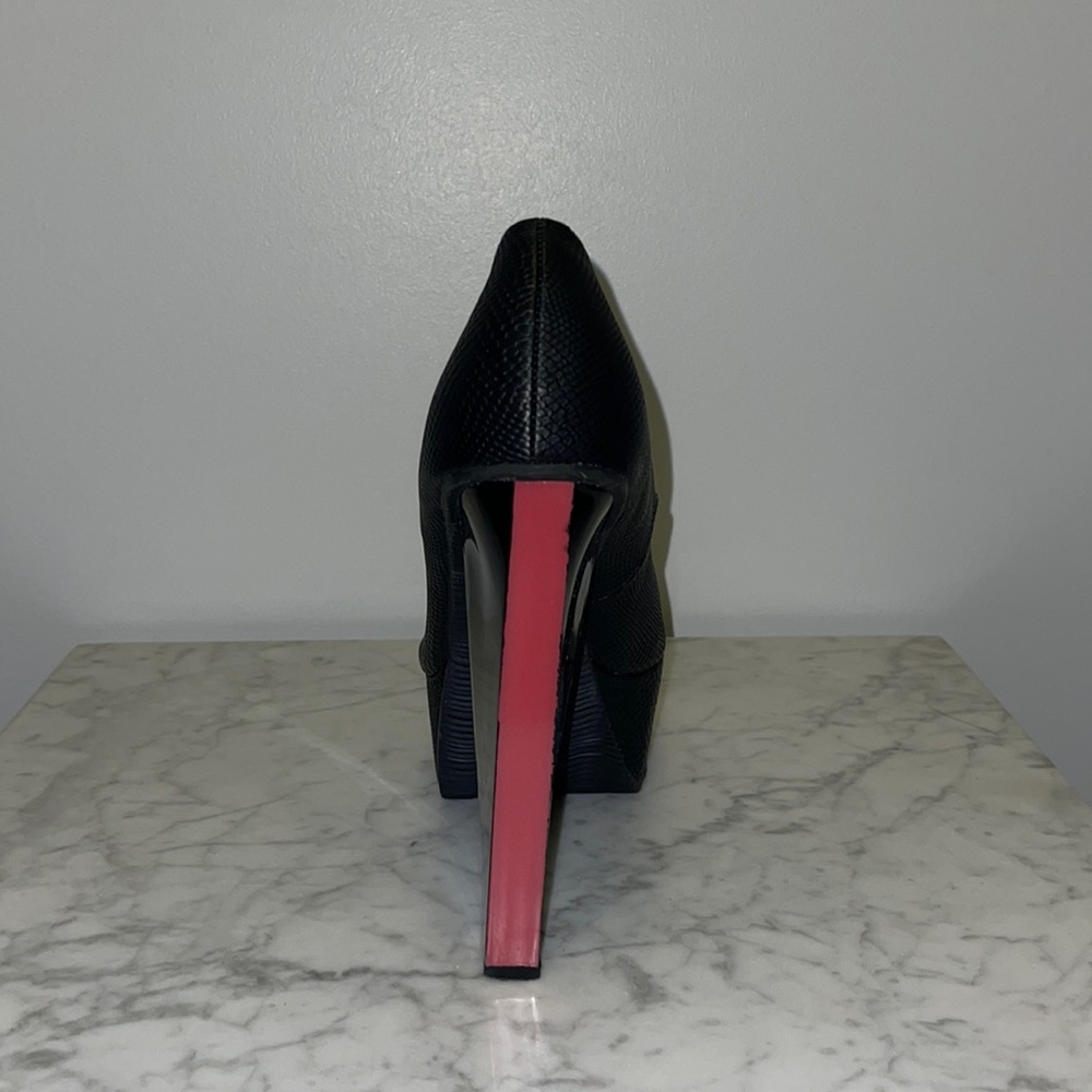 Qupid Open Peep Toe Block Heel Platform Heel - Bl… - image 3